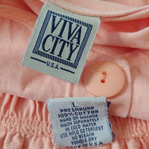 Viva City L Outfit Vest Skirt Short Sleeve Shirt Snail Textile Art Peach USA - Picture 9 of 11